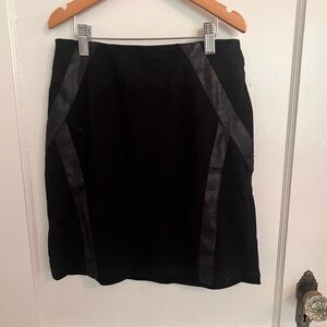 Waverly Grey Black Pencil Skirt with Leather Details